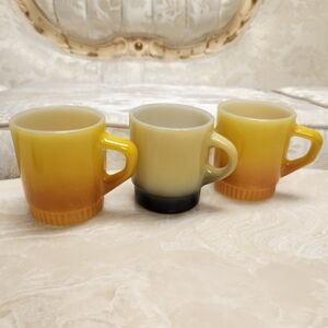 Vintage Anchor Hocking Fire King Yellow ombre coffee mugs